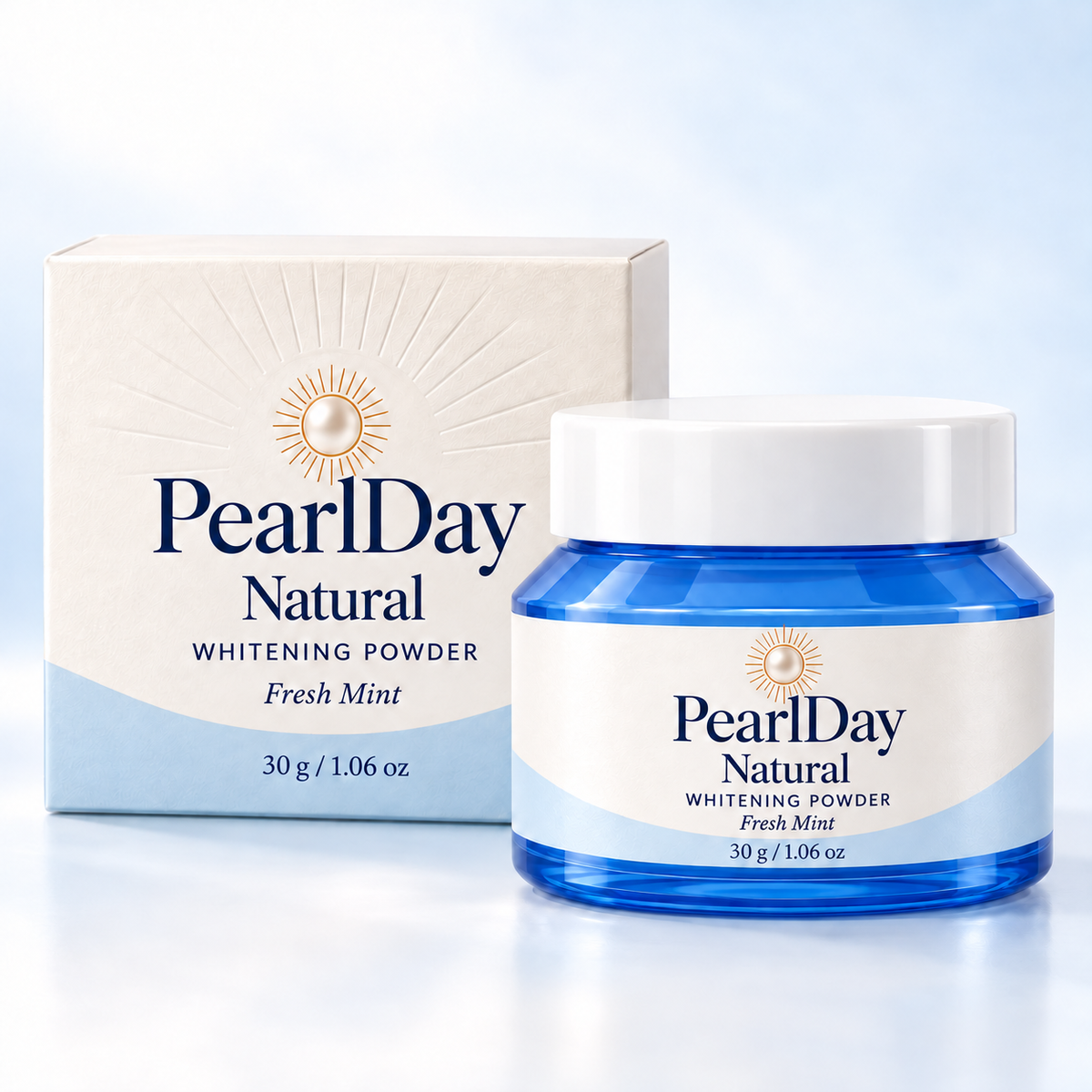 PearlDay Natural Whitening Powder blue 30 g jar and box