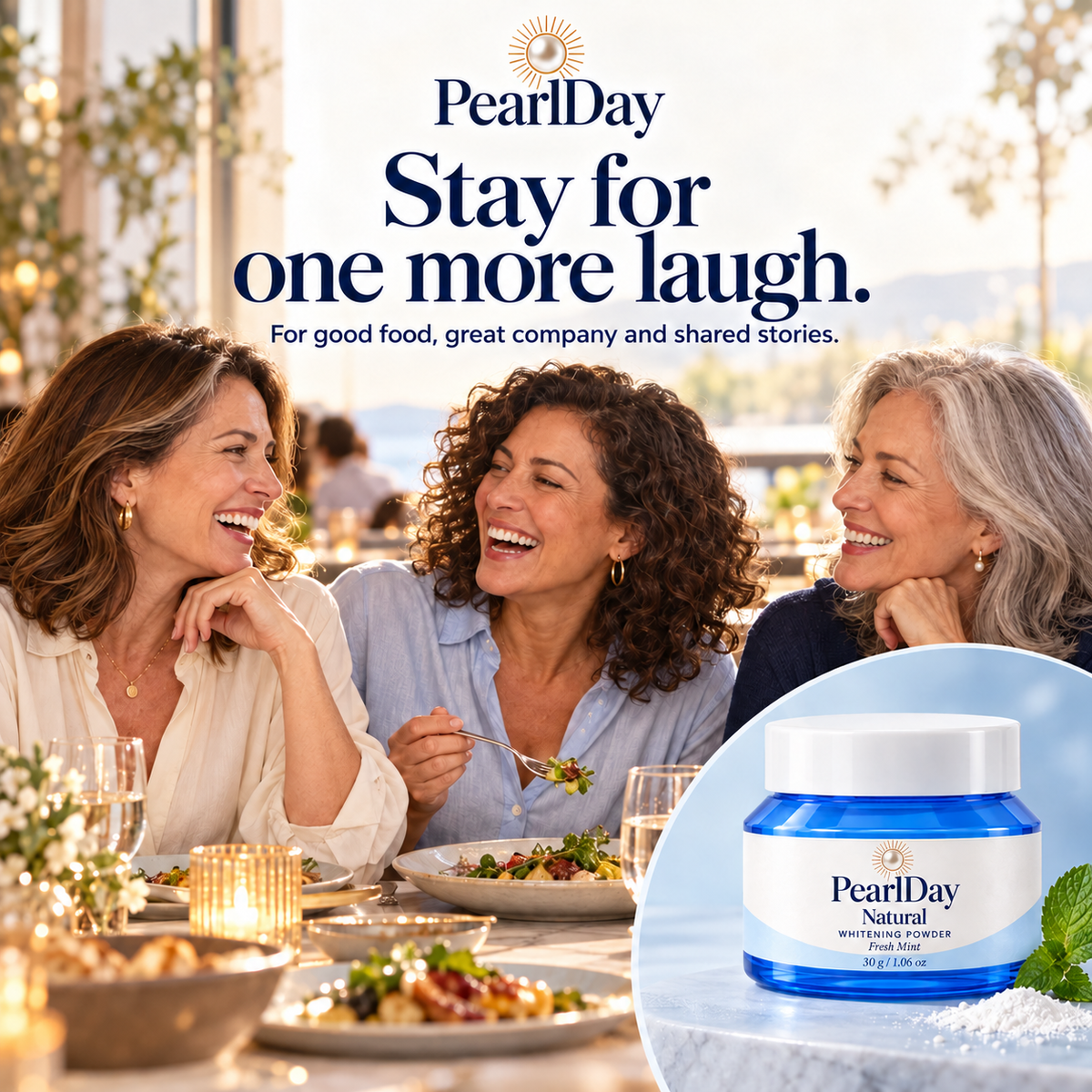 PearlDay Natural Whitening Powder 30 g: friends at dinner